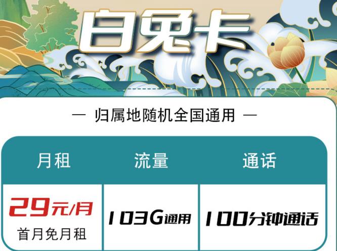 5G新通信心享功能包包括什么？联通福兔卡月租28元可享103G通用+100分钟免费通话+送联通云盘