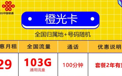 流量卡两年套餐什么意思？29元畅享103G，100分钟通话