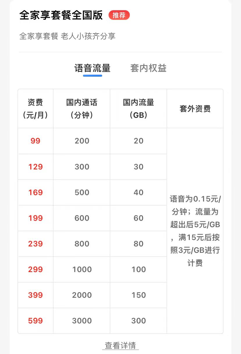 2023版中国移动套餐资费价格表（全国通用版）