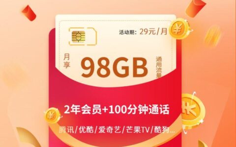 联通畅玩卡套餐推荐：29元一个月流量+100分钟通话
