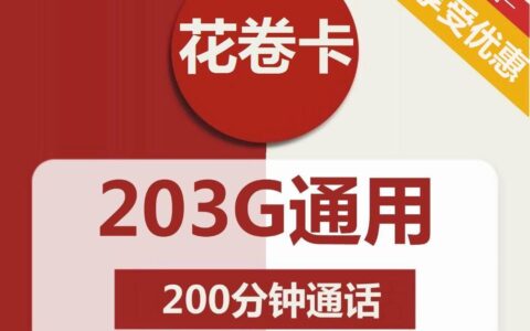 联通花卷卡：39元包203G全国通用流量+200分钟通话