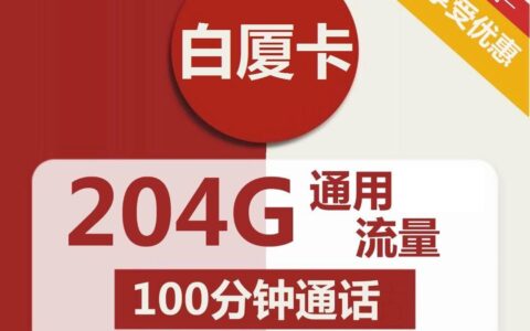 安徽联通白下卡 59元每月包含204G全国通用流量