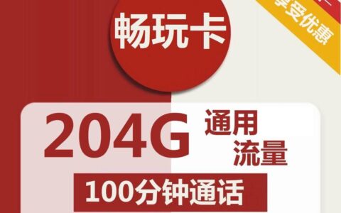 联通畅玩卡59元包204G全国通用流量+100分钟通话+视频会员