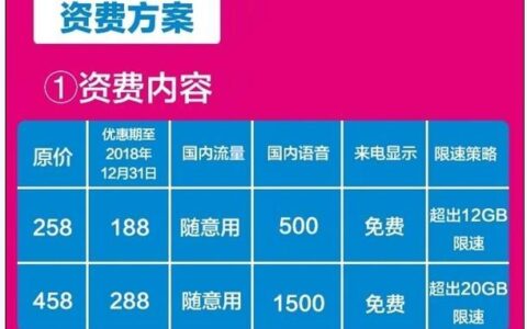 中国移动最新套餐价格表2023，流量王卡月租18元起