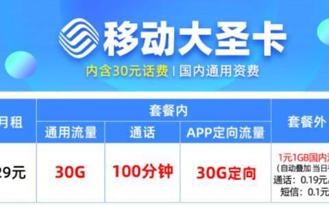 移动王卡30g定向流量包括哪些APP？