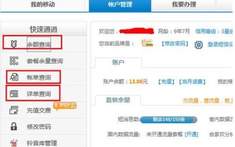 中国移动网上营业厅详单查询教程