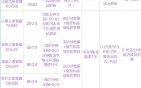 移动1000兆宽带多少钱一个月？