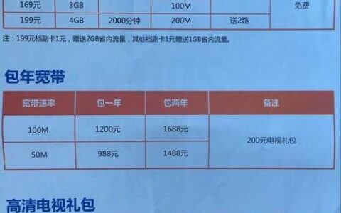 企业宽带1000M光纤多少钱？