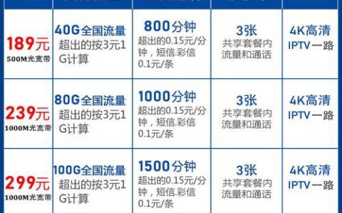 本溪电信宽带套餐价格表2023年最新版