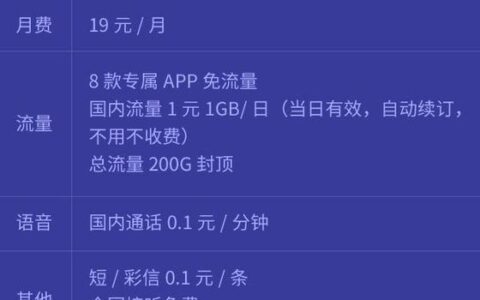 北京电信19元星卡套餐详情，月送20GB流量，超划算！