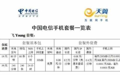 中国电信手机套餐价格表2023流量、通话、短信一网打尽